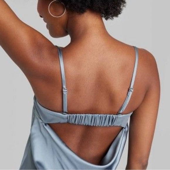 Wild Fable Slate Blue Satin Tube Mini Dress - Picture 3 of 8